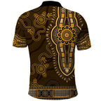 Gold African Dashiki With Australia Aboriginal Art Polo Shirt