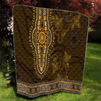 Gold African Dashiki With Australia Aboriginal Art Quilt
