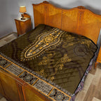 Gold African Dashiki With Australia Aboriginal Art Quilt