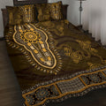 Gold African Dashiki With Australia Aboriginal Art Quilt Bed Set