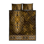 Gold African Dashiki With Australia Aboriginal Art Quilt Bed Set