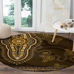 Gold African Dashiki With Australia Aboriginal Art Round Carpet