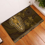 Gold African Dashiki With Australia Aboriginal Art Rubber Doormat