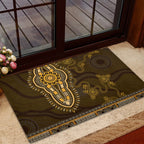 Gold African Dashiki With Australia Aboriginal Art Rubber Doormat