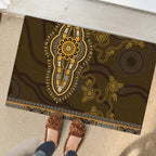 Gold African Dashiki With Australia Aboriginal Art Rubber Doormat