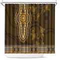 Gold African Dashiki With Australia Aboriginal Art Shower Curtain