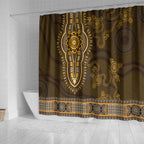 Gold African Dashiki With Australia Aboriginal Art Shower Curtain