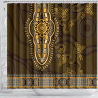 Gold African Dashiki With Australia Aboriginal Art Shower Curtain