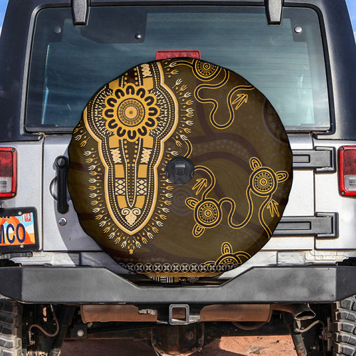Gold African Dashiki With Australia Aboriginal Art Spare Tire Cover