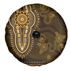 Gold African Dashiki With Australia Aboriginal Art Spare Tire Cover