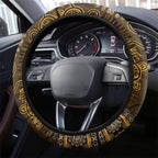 Gold African Dashiki With Australia Aboriginal Art Steering Wheel Cover