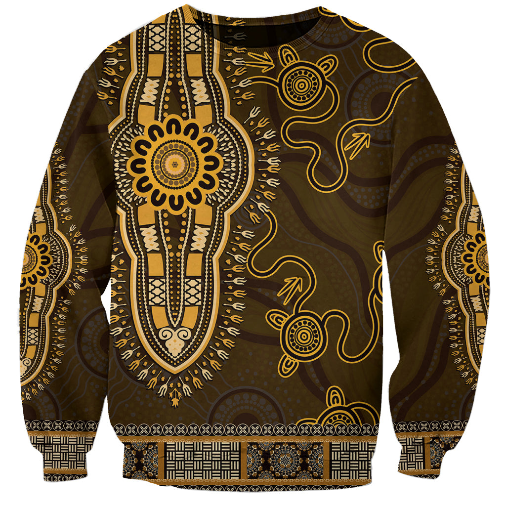Gold African Dashiki With Australia Aboriginal Art Sweatshirt