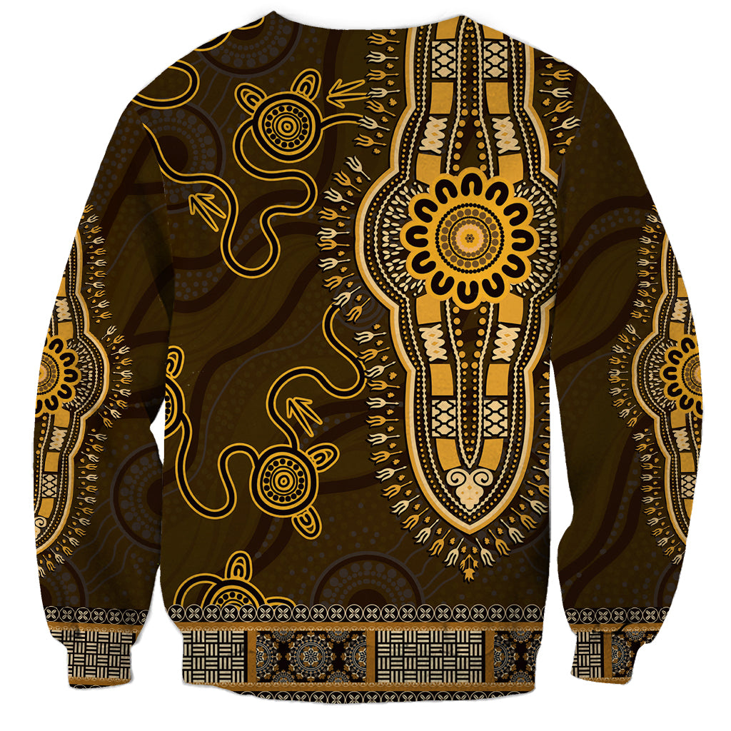 Gold African Dashiki With Australia Aboriginal Art Sweatshirt