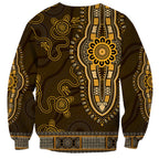 Gold African Dashiki With Australia Aboriginal Art Sweatshirt