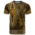 Gold African Dashiki With Australia Aboriginal Art T Shirt