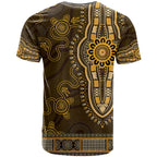 Gold African Dashiki With Australia Aboriginal Art T Shirt