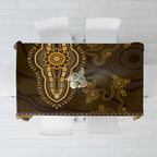 Gold African Dashiki With Australia Aboriginal Art Tablecloth