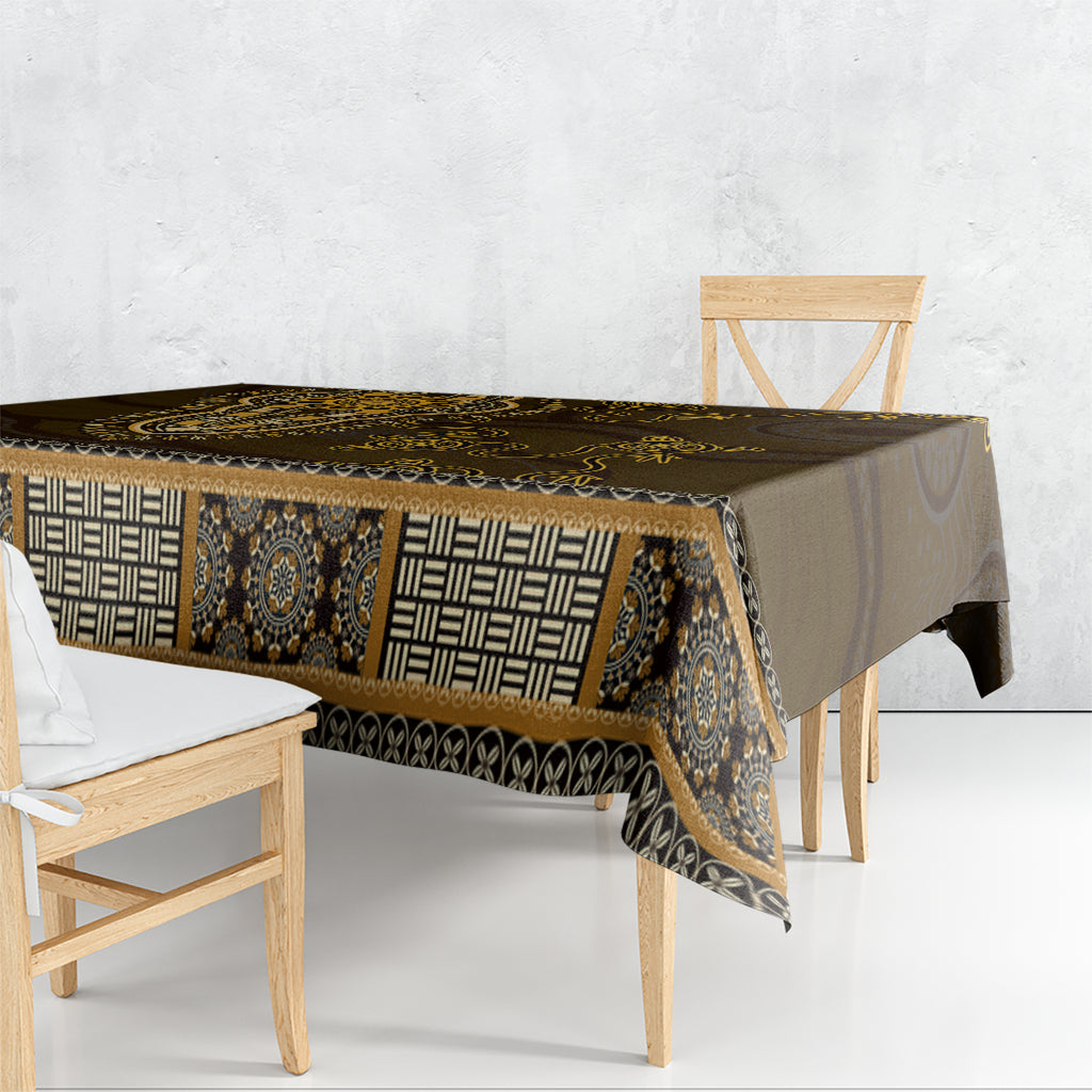 Gold African Dashiki With Australia Aboriginal Art Tablecloth