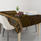 Gold African Dashiki With Australia Aboriginal Art Tablecloth