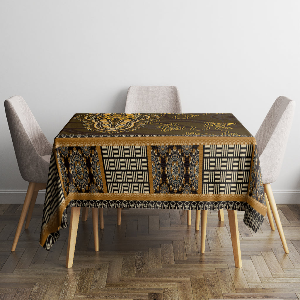 Gold African Dashiki With Australia Aboriginal Art Tablecloth