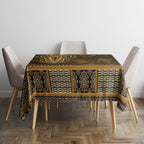 Gold African Dashiki With Australia Aboriginal Art Tablecloth