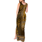 Gold African Dashiki With Australia Aboriginal Art Tank Maxi Dress