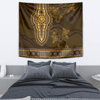 Gold African Dashiki With Australia Aboriginal Art Tapestry