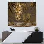 Gold African Dashiki With Australia Aboriginal Art Tapestry