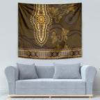 Gold African Dashiki With Australia Aboriginal Art Tapestry