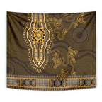 Gold African Dashiki With Australia Aboriginal Art Tapestry