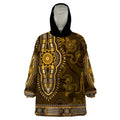 Gold African Dashiki With Australia Aboriginal Art Wearable Blanket Hoodie