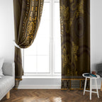 Gold African Dashiki With Australia Aboriginal Art Window Curtain