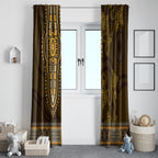 Gold African Dashiki With Australia Aboriginal Art Window Curtain