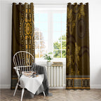 Gold African Dashiki With Australia Aboriginal Art Window Curtain