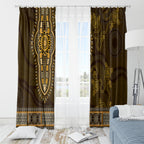 Gold African Dashiki With Australia Aboriginal Art Window Curtain