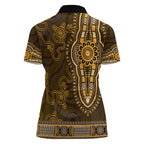Gold African Dashiki With Australia Aboriginal Art Women Polo Shirt