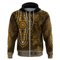 Gold African Dashiki With Australia Aboriginal Art Zip Hoodie