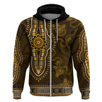 Gold African Dashiki With Australia Aboriginal Art Zip Hoodie