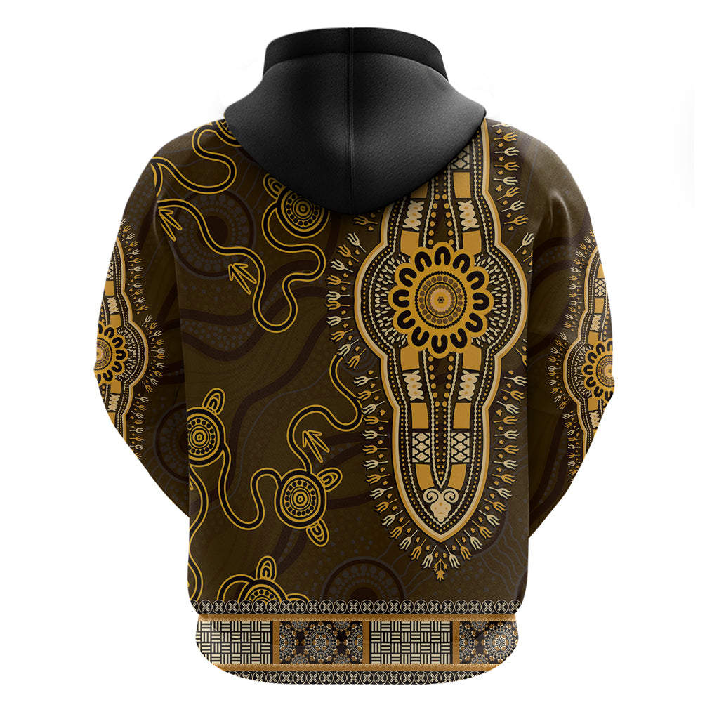 Gold African Dashiki With Australia Aboriginal Art Zip Hoodie