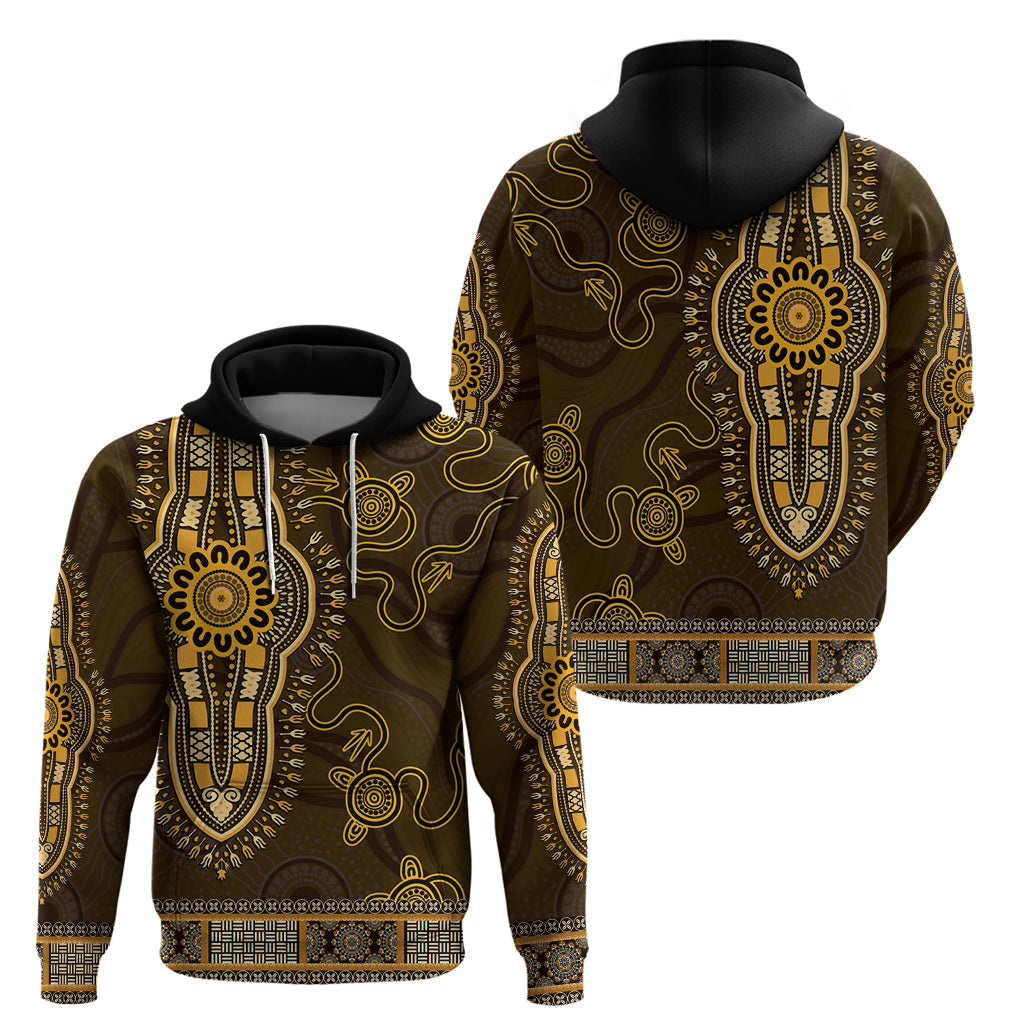 Gold African Dashiki With Australia Aboriginal Art Zip Hoodie
