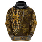 Gold African Dashiki With Australia Aboriginal Art Zip Hoodie