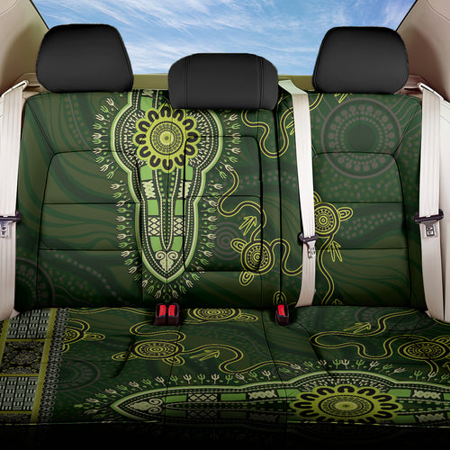 Lime Green African Dashiki With Australia Aboriginal Art Back Car Seat Cover