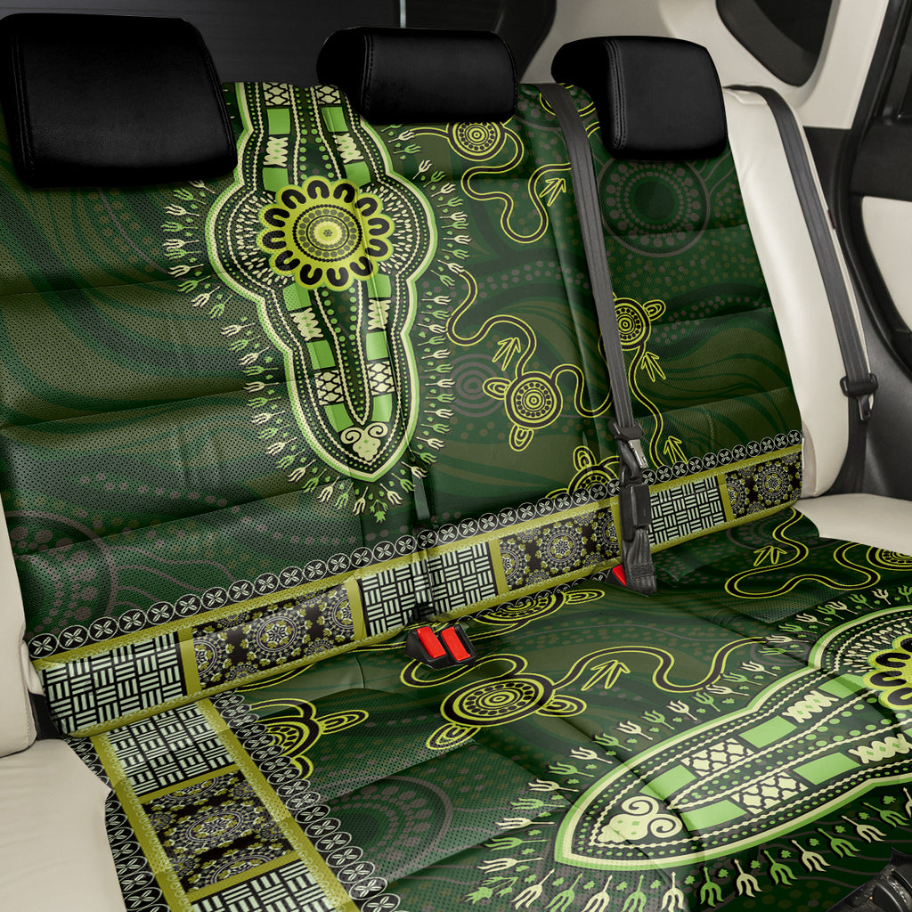 Lime Green African Dashiki With Australia Aboriginal Art Back Car Seat Cover