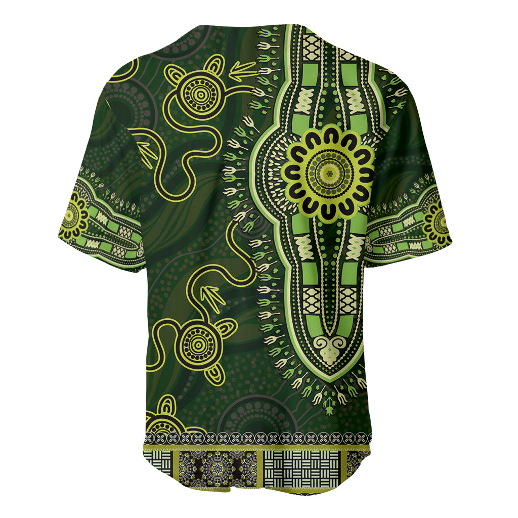 Lime Green African Dashiki With Australia Aboriginal Art Baseball Jersey