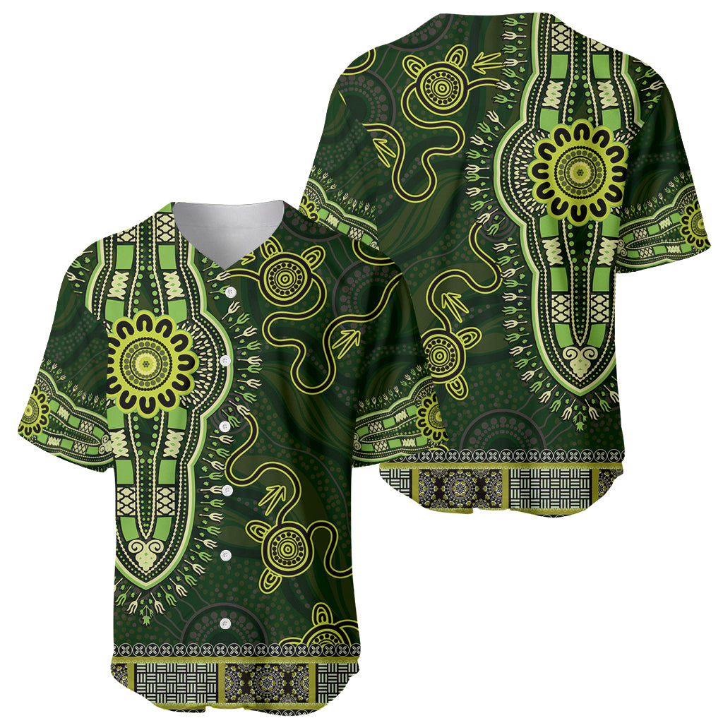 Lime Green African Dashiki With Australia Aboriginal Art Baseball Jersey
