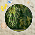 Lime Green African Dashiki With Australia Aboriginal Art Beach Blanket
