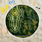 Lime Green African Dashiki With Australia Aboriginal Art Beach Blanket