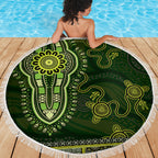 Lime Green African Dashiki With Australia Aboriginal Art Beach Blanket