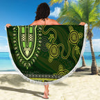 Lime Green African Dashiki With Australia Aboriginal Art Beach Blanket