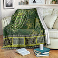 Lime Green African Dashiki With Australia Aboriginal Art Blanket